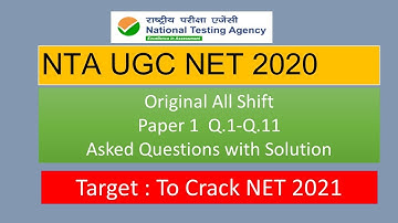 UGC NTA NET 2020 Solved Original Paper 1 Question Asked in  October November