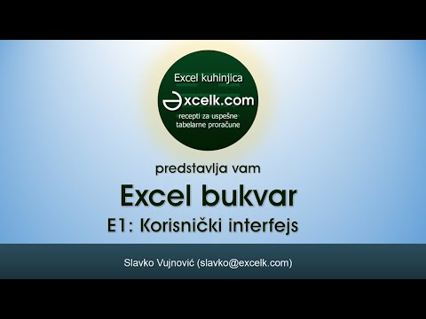 Excel bukvar, epizoda 1: Korisnički interfejs