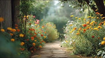 A Scenic Cottage Garden Walk with Relaxing Soft Background Music