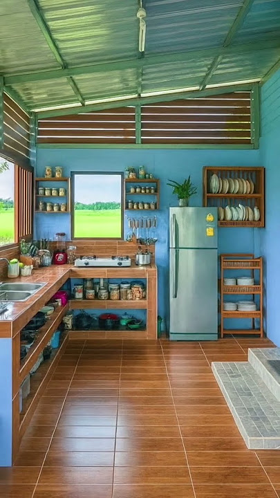 Dapur nyaman rapi & bersih idaman ibuk-ibuk #dapurminimalis #kitchen #masukberanda #dapurbiru