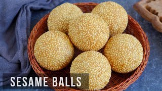 Sesame Balls (煎堆/芝麻球) with Red Bean Paste Filling