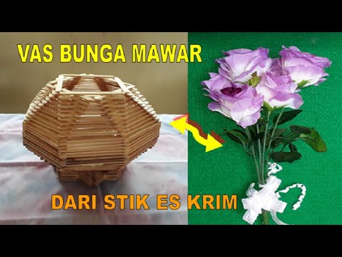 Cara Membuat  Vas Bunga  Model 2 dari  Stik Es Krim Step by 