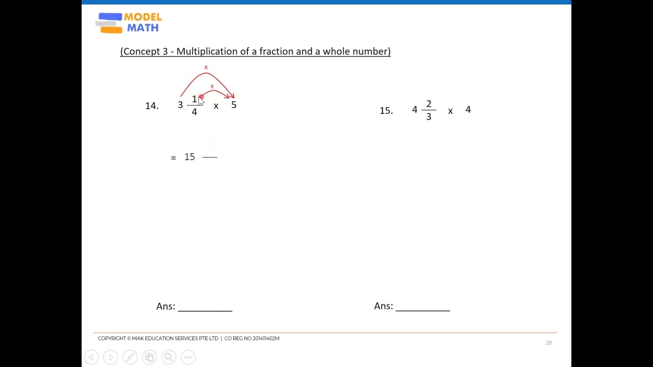 Primary 5 Math Tuition - Multiplication of mixed number with a fraction - YouTube