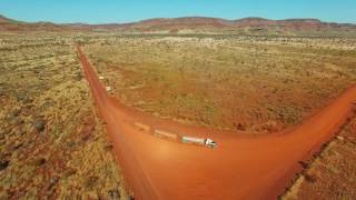 Centurion triple fuel road train runs through Wittenoom. 0214