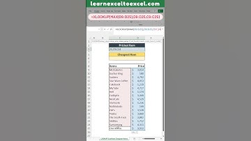 Excel XLOOKUP Formula: Find the Most Expensive or Least Expensive Item in Excel List #XLOOKUP How To