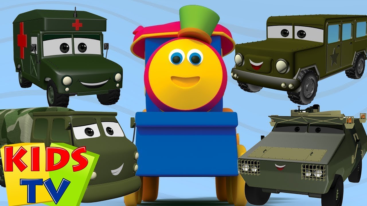 ⁣Bob el tren | Vehículos del ejército | Videos de niños | Bob Train Army Visit | Learn Army Vehicles