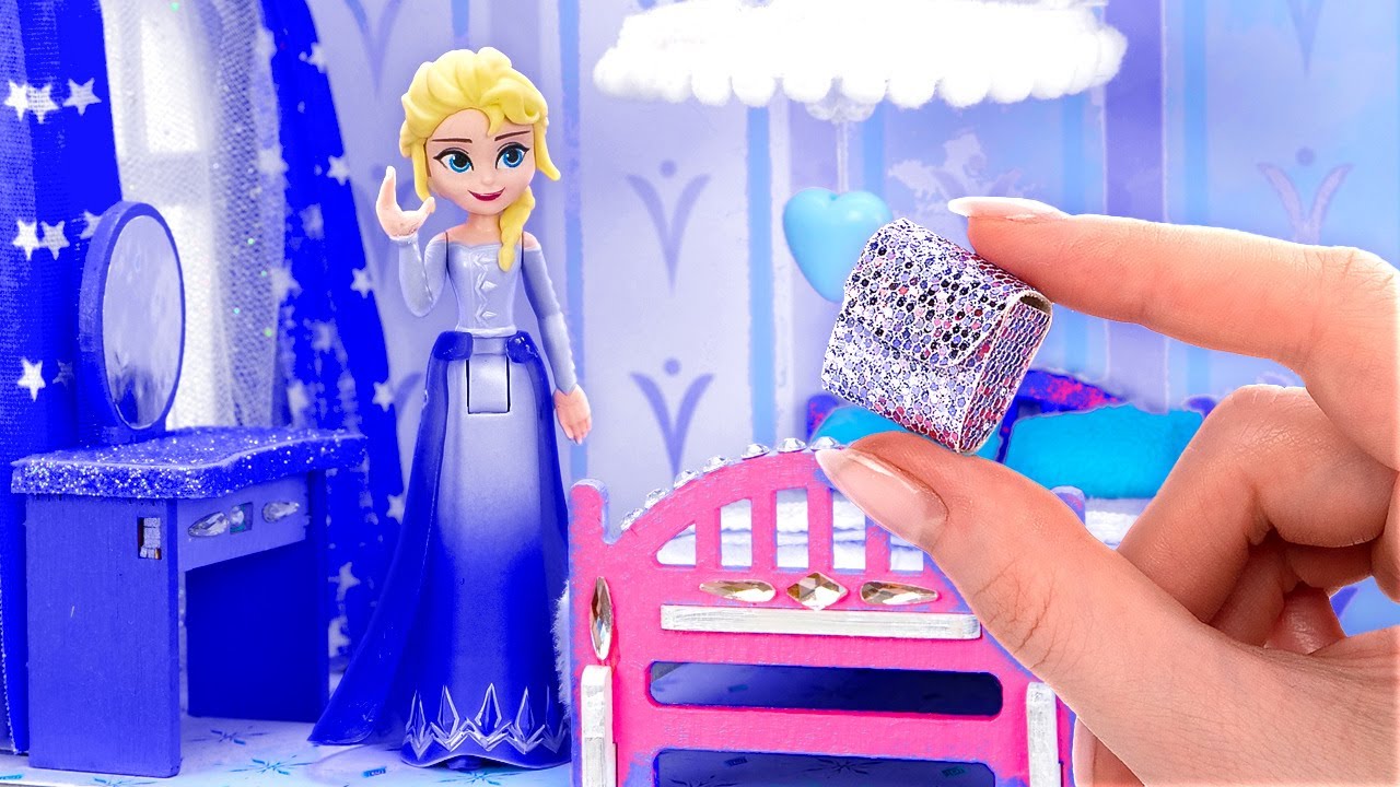 DIY Elsa's Dream Home! Easy Doll Miniature Crafts - YouTube