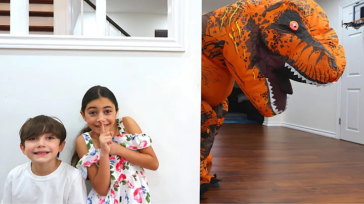Heidi and Zidane play Hide and Seek vs. Giant Dino...