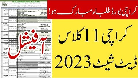 Karachi board official 11th class date sheet 2023 - Karachi board first year date sheet 2023