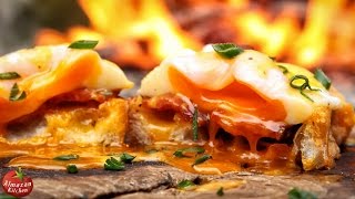 Wild Mountain Adventure: Perfectly Poached Eggs, Bacon, and More by the Forest Fire!