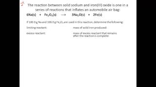 Chemistry 11.3 Limit Reactants