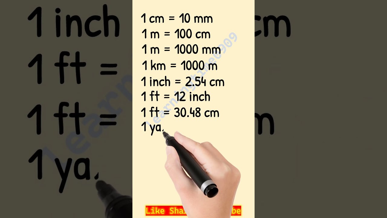 Measurement Centimeter To Meter Kilometer Inch Feet Yard Mile Shorts Trending Viralvideo Gk