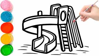 How To Draw A Playground Slide For Kids Easy Step-By-Step Drawing How To Draw Playground Easy