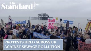 Protests held around the UK against sewage pollution