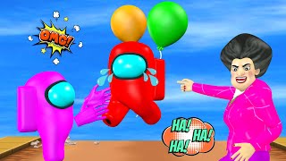 scary teacher 3d Miss T and hello neighbor, Ice Scream troll Among us with Balloons funny Animation screenshot 3
