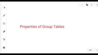 Properties of group Tables