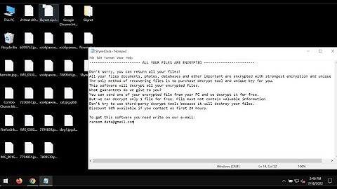 Skynet [ransom.data@gmail.com] ransomware removal.