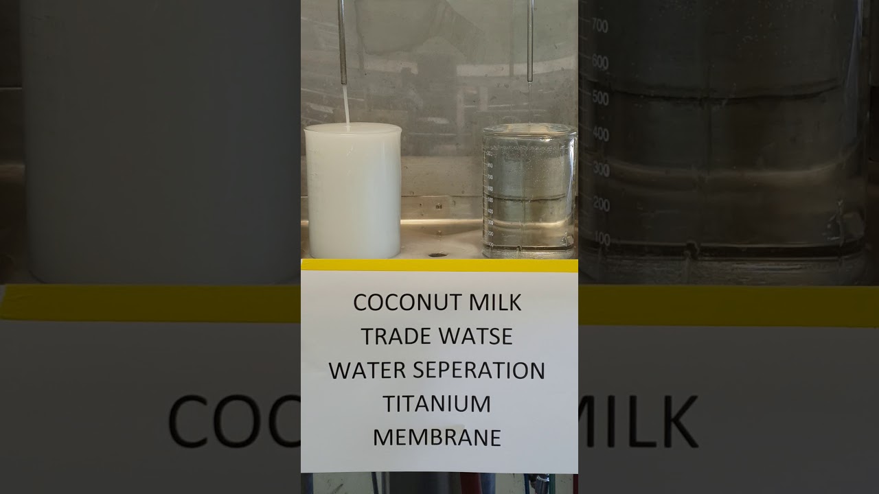 Coconut milk separation milk solids, protein and fat from the water