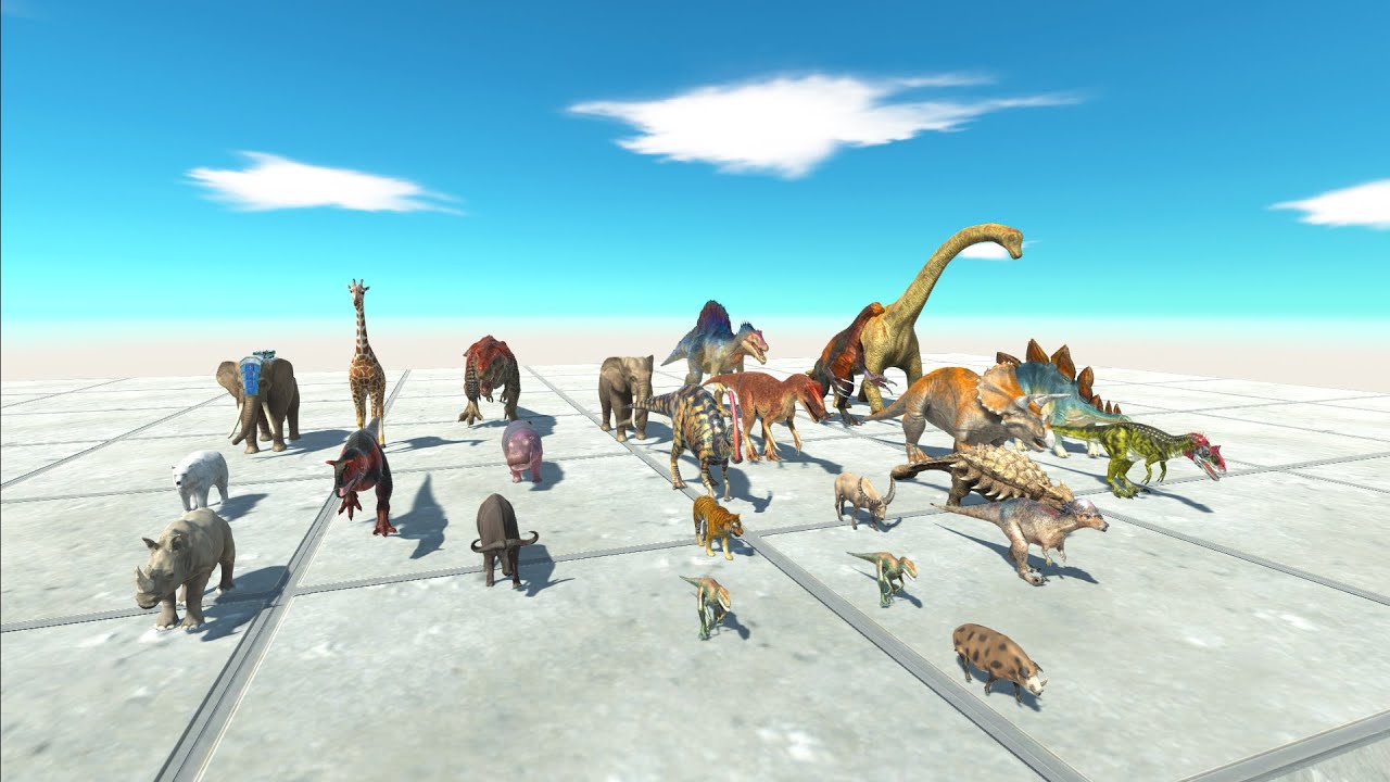 FALLING SPEED RACE DINOSAURS VS ANIMALS  - TO GET FINISH FIRST - Animal Revolt Battle Simulator