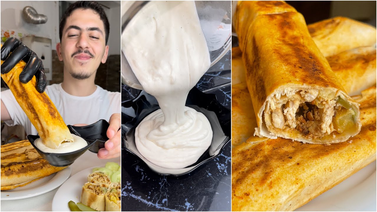 بعد مكليتها برا قلت لازم نجربهالكم 😍 شاورما سورية مع أنجح صلصة الثومية افضل من تع المحلات👌لهبال