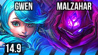 GWEN vs MALZAHAR (MID) | 8/1/5, Legendary | EUW Diamond | 14.9