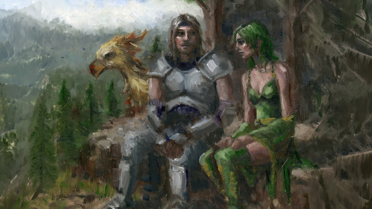 Starting Sketch for a Final Fantasy IV Cecil Rydia Painting