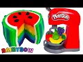 Create a play doh cocomelon rainbow cake with fruits in our toy kitchen