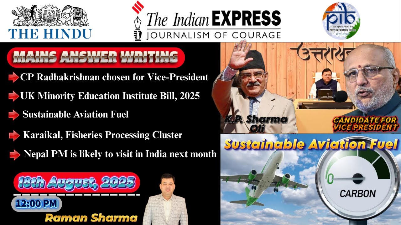 18th August 2025 Current Affair | The Hindu | Indian Express | PIB ...