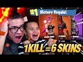 1 KILL = 6 FREE SKINS FOR MY 9 YEAR OLD LITTLE BROTHER! 9 YEAR OLD PLAYS SOLO FORTNITE BATTLE ROYALE