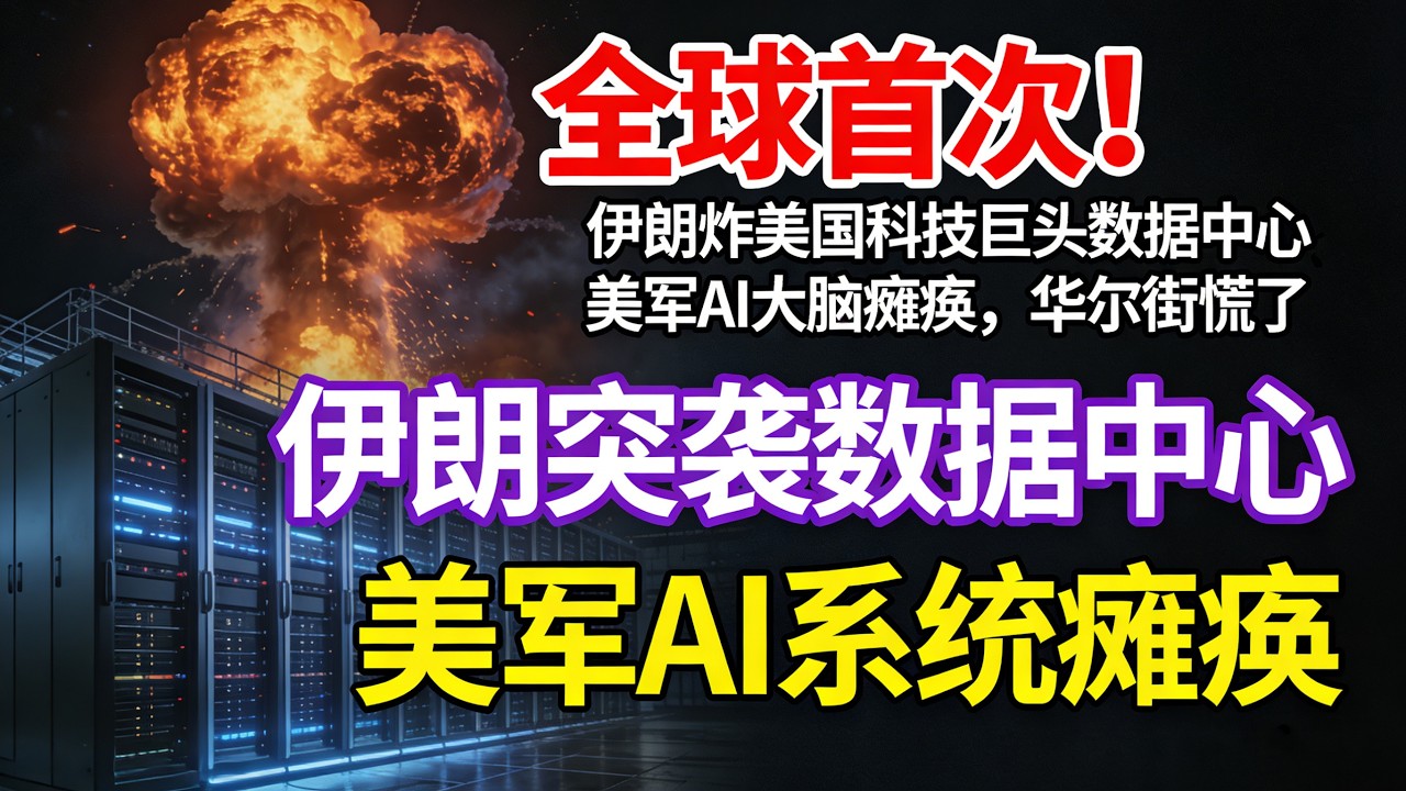 全球首次！伊朗炸美国科技巨头数据中心，美军AI大脑瘫痪，华尔街慌了#伊朗反击美国#美伊冲突最新进展#亚马逊数据中心被炸#美军AI瘫痪#美国霸权衰落#伊朗锁定微软#美以联军战争罪#AI战场新规则