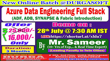 Azure Data Engineering Full Stack Online Training @ DURGASOFT