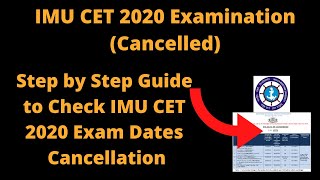 IMU CET 2020 Examination (Cancelled) -How to Check notice OF IMU CET 2020 Exam Dates Cancellation