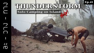 THUNDERSTORM Solo Bushcraft Camping on Island, Thailand || Ep.41(Sub/CC)