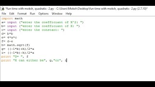 (python) How to make a program to solve quadratic equations using python 2.7.10