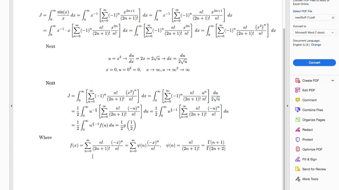 Integral of sin(x)/x from 0 to infinity Method 3 (part 1