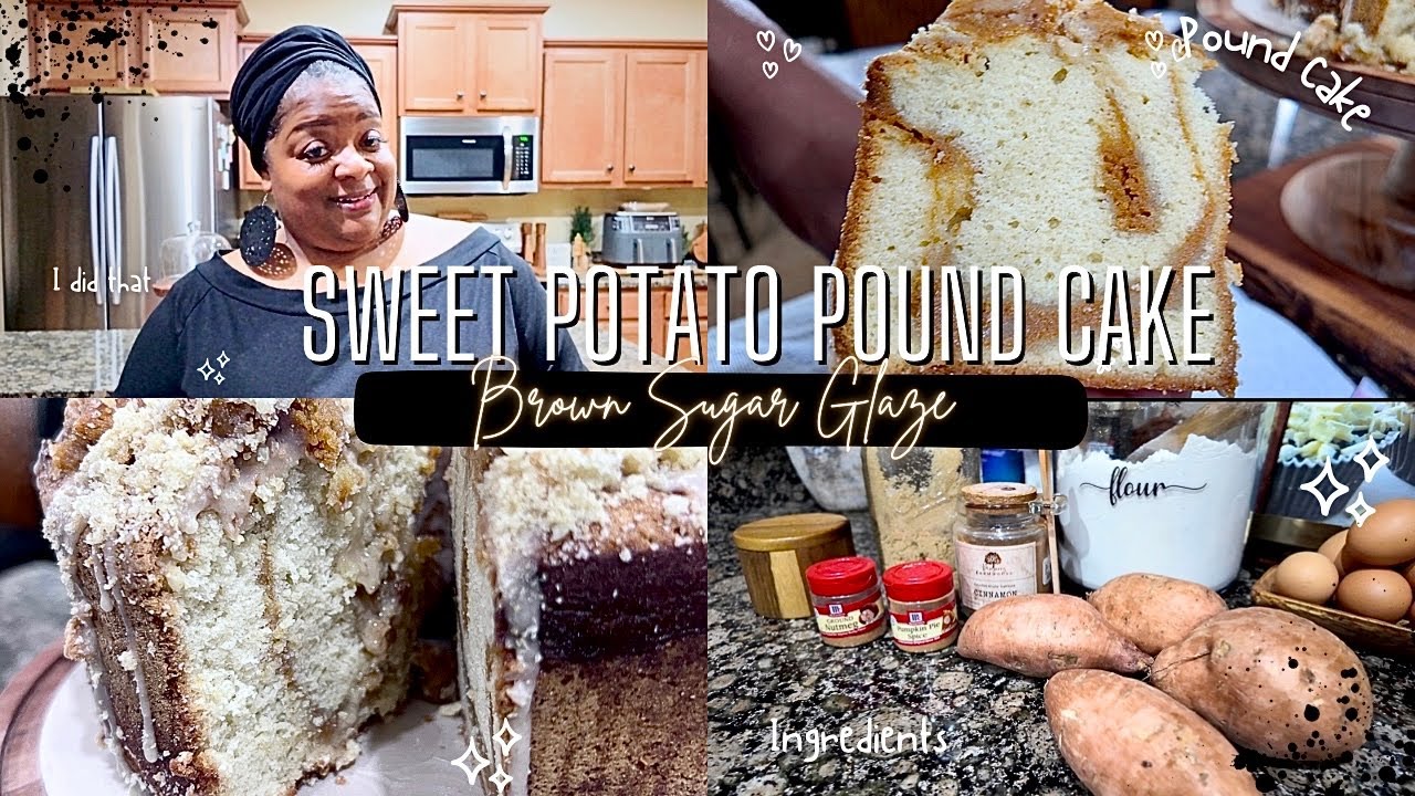 SWEET POTATO POUND CAKE | BROWN SUGAR GLAZE | TOPPED WITH SWEET POTATO PIE | IT’S SO MOIST