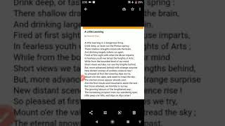 Title - A little is a dangerous thing( Poem),Poet - Alexander YouTube