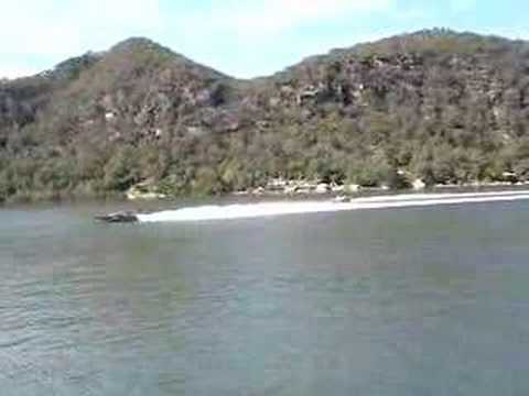 High speed water crafts on the Hawkesbury river, competing in the annual Bridge to Bridge race.