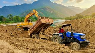 Jcb 3dx Cat Excavator Vs Sonalika DX-55 | Tractor Jumping | jcb Excavator diy #tractor #jcb #diy screenshot 4