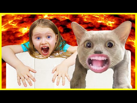 The Floor is Lava Challenge – Milli and dad Saves Cat from Lava