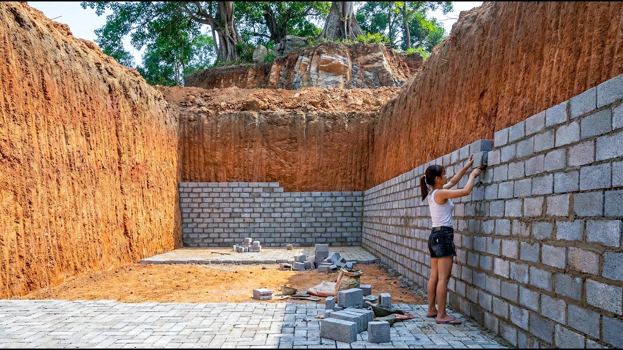 Day 40 : I Continuing to Build a 10000m³ Water Tank Behind My Home After Years in the Forest