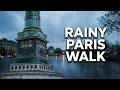 Rainy Paris Walk 4K | Empty Streets &amp; Old Architecture