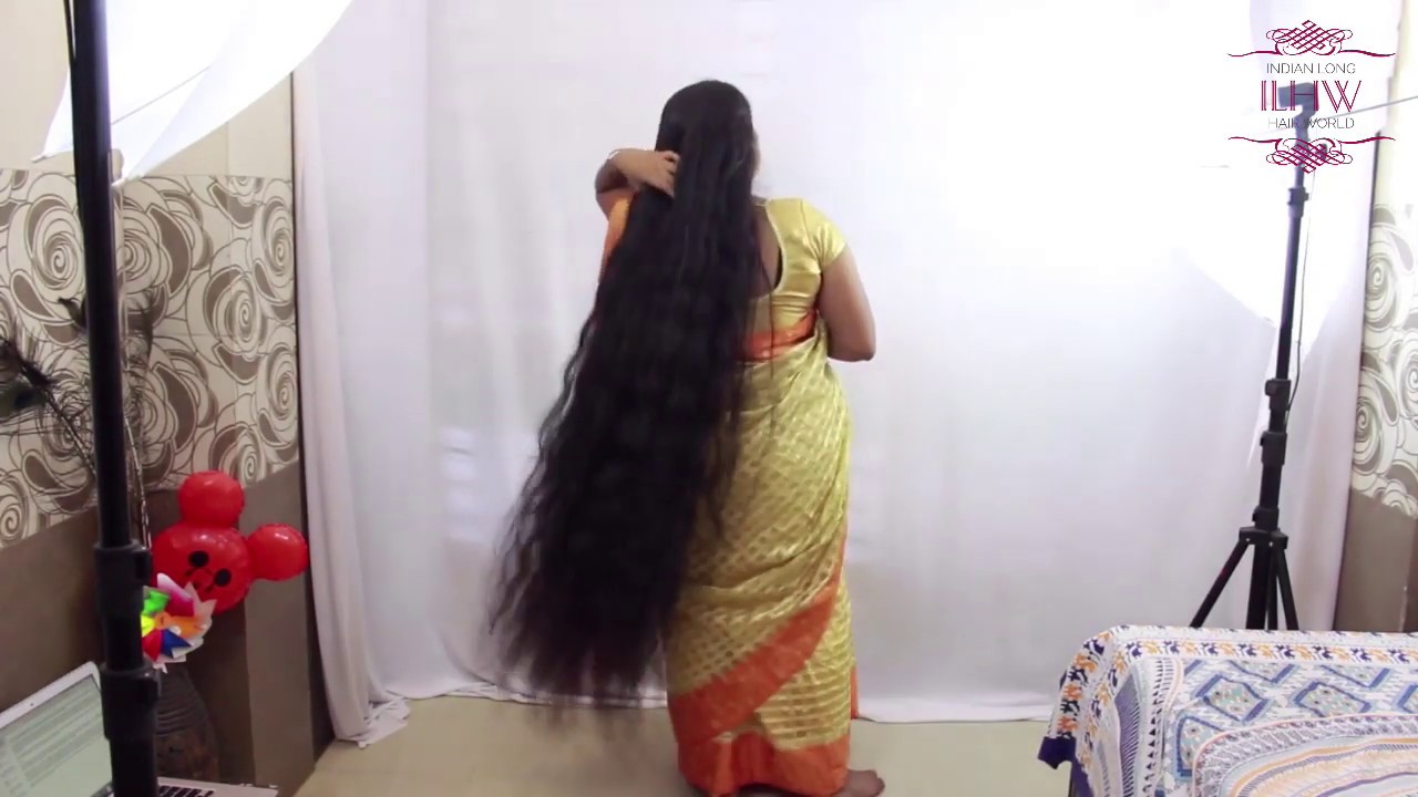 Ganga's Hair Dance, Hair Play & Hair Flaunting With Her Healthy Extra Thick, Below Knee Length Hair.