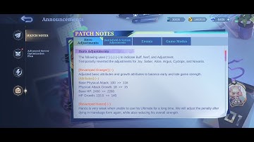 Hanzo Zhuxin Nolan Lolita Nerf & Balmond Zhask Arlott Buff  - Patch Notes 1.9.18 Advance Server MLBB