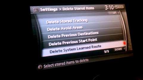 Nissan and Infiniti Clear Navigation History