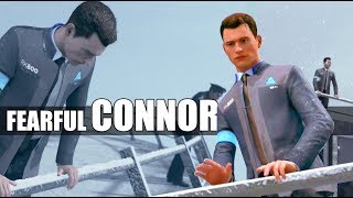 Detroit Become Human - Connor Shows Fear After Looking Over the Edge (Stratford Tower Rooftop)