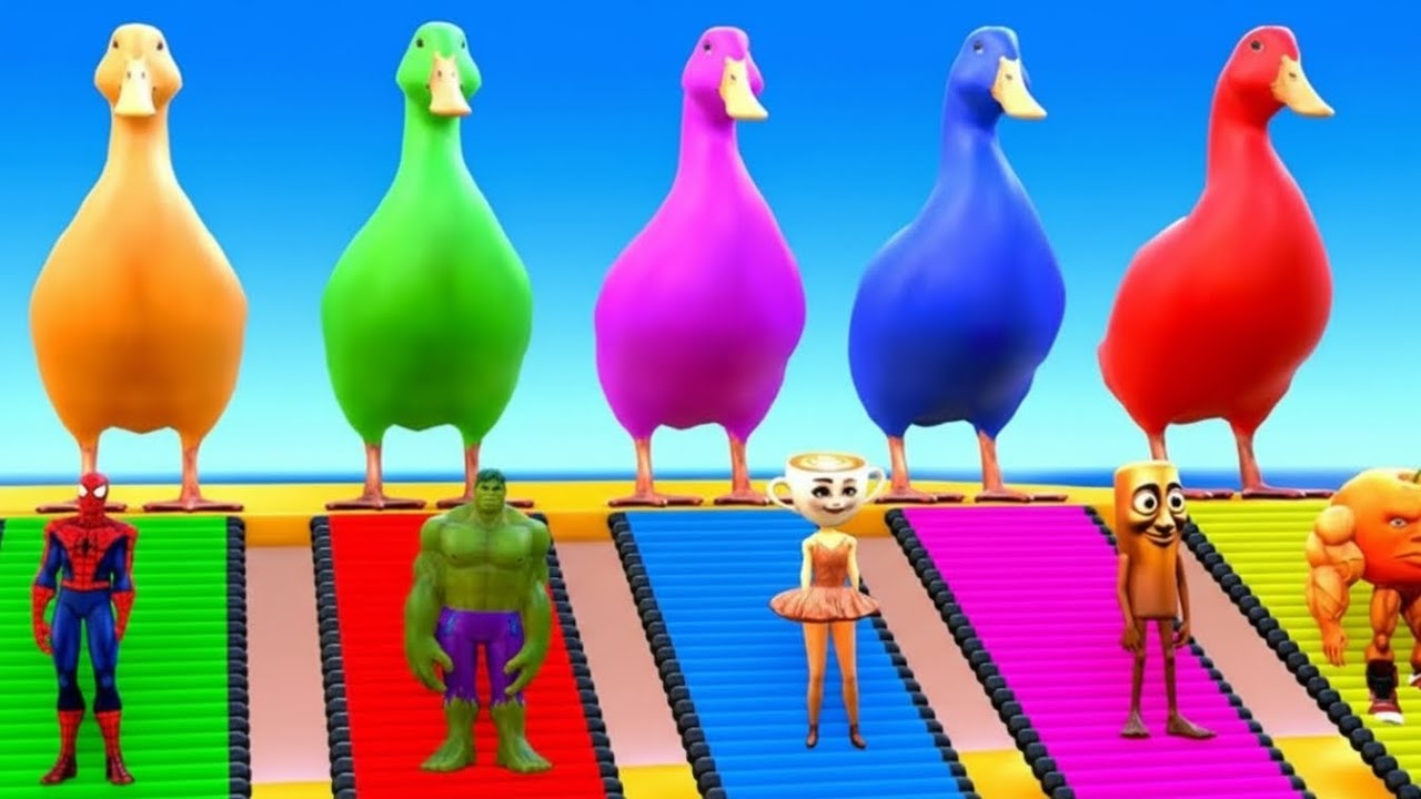 Spiderman vs Wild Animals on Giant Long Slide! 🕷️ Crazy 3D Animal Challenge