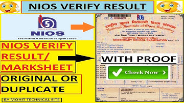 NIOS VERIFY RESULT/CERTIFICATE- ORIGINAL OR DUPLICATE