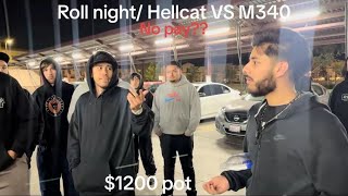 Stock Hellcat vs modded M340\/ roll night runs 🇲🇽         #b58 #hellcat #1320video #mustang