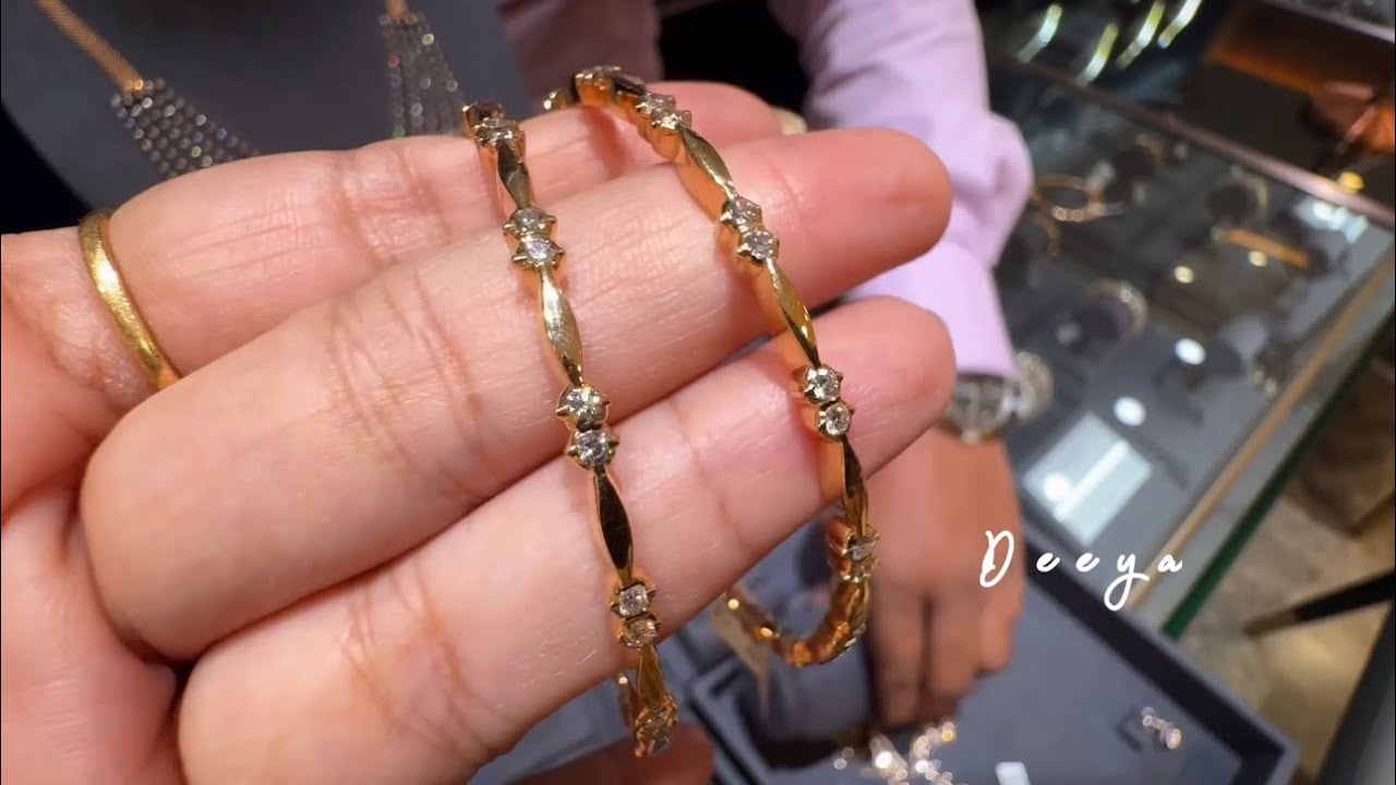 Malabar 22k Diamond Bangles with Price/Very Light Weight Diamond Necklace Designs/Diamond Ring/Deeya